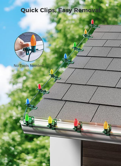 Christmas Light Clips, 25 Count Quick Spring Clips for C7 C9 String Lights