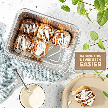 PLASTICPRO 10 Pack Aluminum Pans 8'' x 10" Disposable Pans with Covers Heavy Duty 5 lb Foil Pans for Baking and Cooking