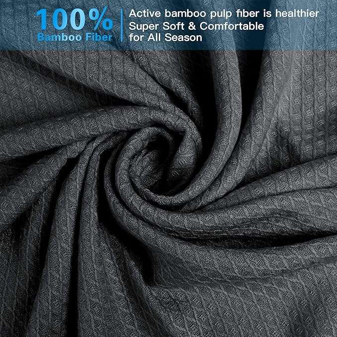 AmyHomie Cooling Blanket, 100% Rayon Derived from Bamboo, Cool Summer Blanket for Hot Sleepers, Soft Comfy Lightweight Blankets for All Seasons(Dark Gray, 79_91in)