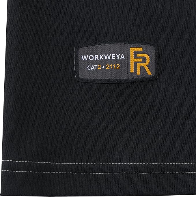 WORKWEYA FR Shirts for Men 6.5 oz Flame Resistant Long Sleeve Henley Shirt NFPA 2112/CAT2