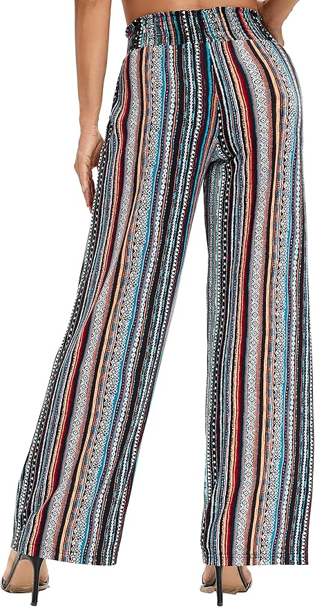 Urban CoCo Women's Boho Palazzo Pants Wide Leg Beach Pants High Waisted Lounge Pants with Pockets