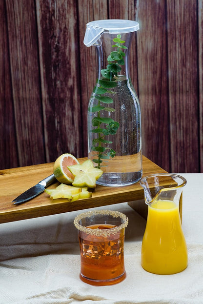 Lillian Tablesettings Carafe Juice Jar Beverage Decanter, Clear Acrylic Wine/Juice Decanter with Lid, 12 oz. (30102)