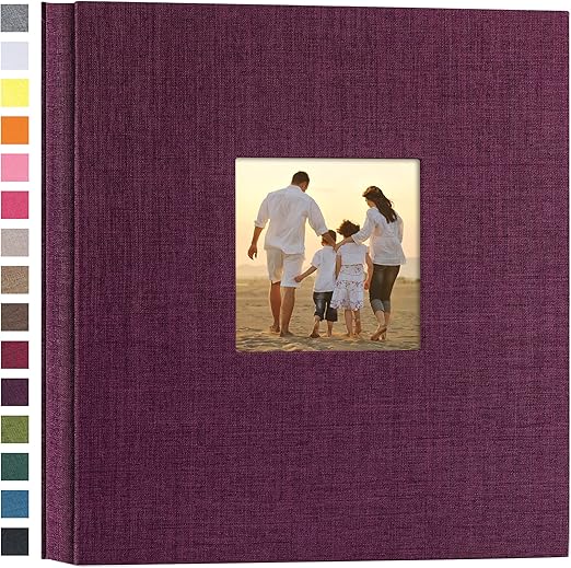 Potricher Linen Hardcover Photo Album 4x6 600 Photos Large Capacity for Family Wedding Anniversary Baby Vacation (Purple, 600 Pockets)