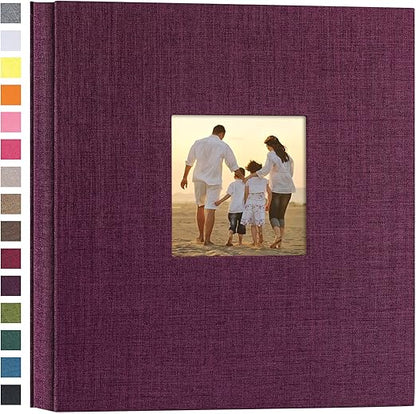 Potricher Linen Hardcover Photo Album 4x6 600 Photos Large Capacity for Family Wedding Anniversary Baby Vacation (Purple, 600 Pockets)