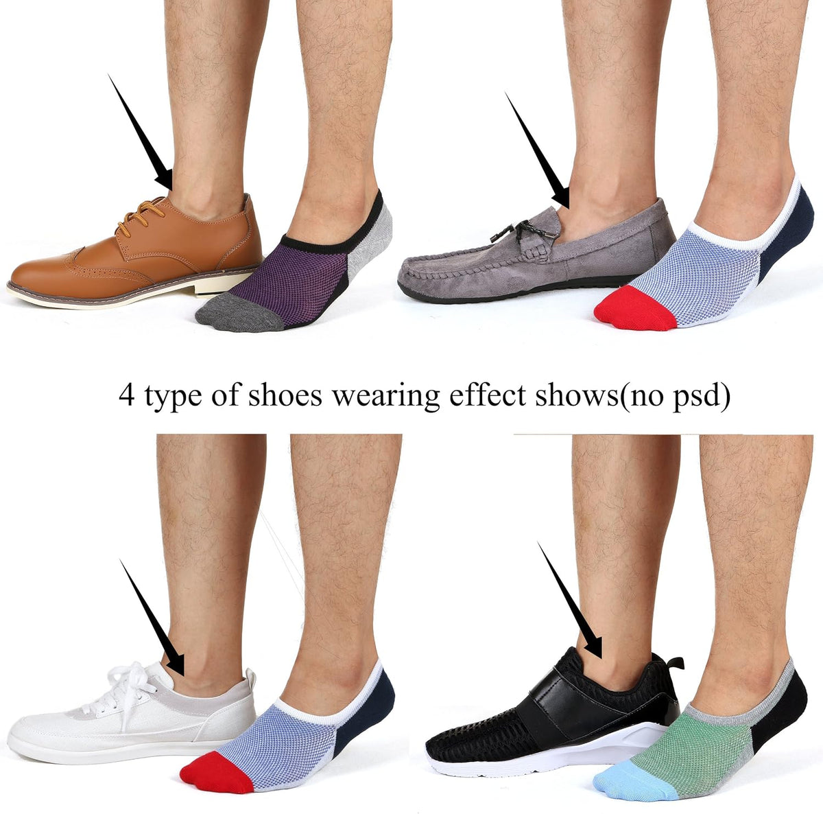 Mottee&Zconia No Show Sock Low Cut Ankle Short Socks for Men Basic Casual Anti-skid Cotton Socks with Non Slip Grips