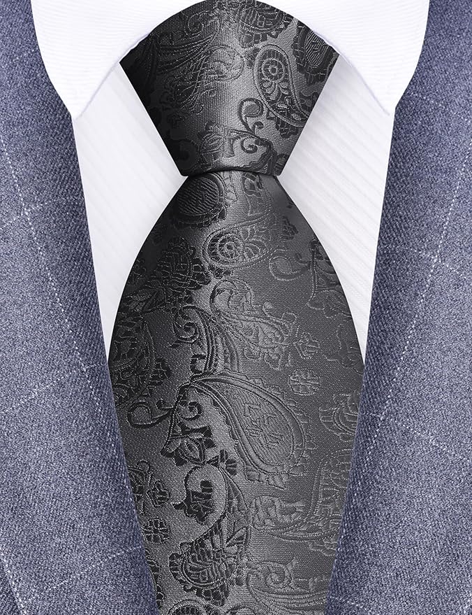 GUSLESON 3.15"(8cm) Fashion Paisley Ties Mens Woven Jacquard Necktie for Wedding