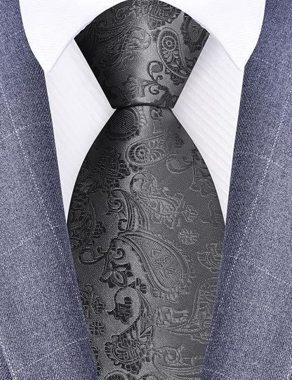 GUSLESON 3.15"(8cm) Fashion Paisley Ties Mens Woven Jacquard Necktie for Wedding