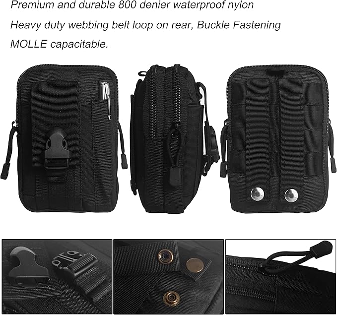 PHILEX Tactical Molle Pouch EDC Utility Gadget Outdoor Men Waist Bag with Phone Belt Clip Holder Holster