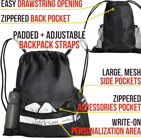 Athletico Drawstring Soccer Bag - Soccer Backpack For Boys or Girls Can Also Carry Basketball or Volleyball