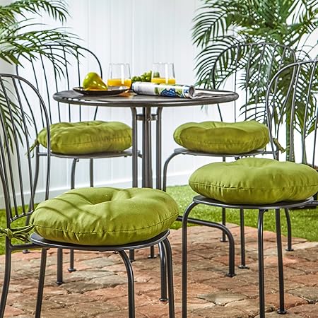 Greendale Home Fashions 15-inch Outdoor Round Bistro Seat Cushion, 4 Count (Pack of 1), Juniper