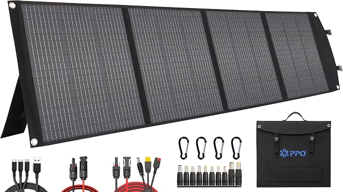 200W Portable Solar Panel Kit, Foldable Solar Charger for Camping and RV