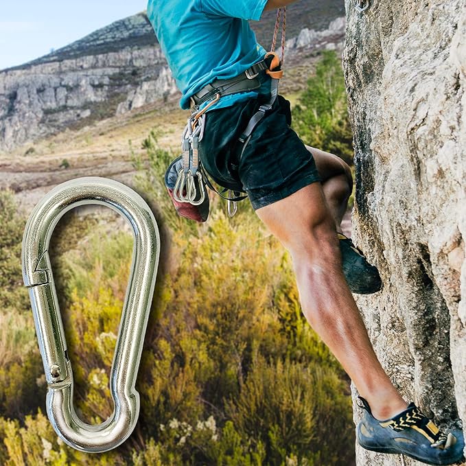 Stainless Carabiner Clip -Snap Hook Clips Pack of 4-316 Stainless Steel Clips Marine Grade - Keychain Carabiner Clips - Weight Lifting Carabiner - Hikers Clip Carabiners (4 inches)
