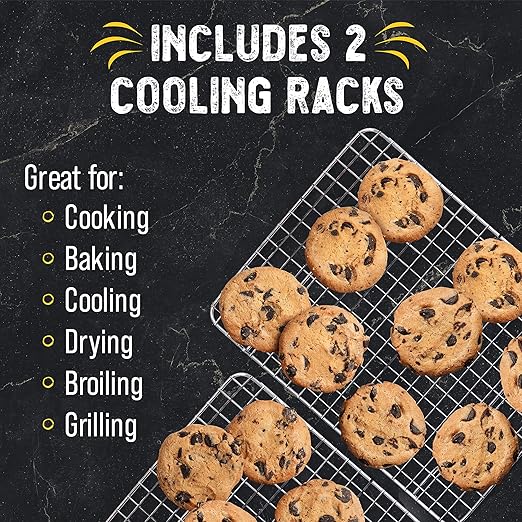 Checkered Chef Cooling Rack for Cooking and Baking - 8 x 11 ¾" Set of 2 Stainless Steel, Oven Safe Grid Wire Cookie Cooling Racks
