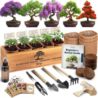 Bonsai Tree Kit Classic - 5X Unique Japanese Bonzai Trees | Complete Indoor Bonsai Starter Kits for Growing Trees – DIY Gardening Gifts for Mother, Women & Men