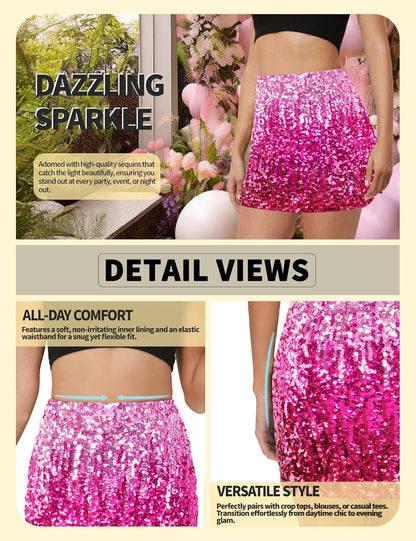 Stretchy, bodycon sequin skirt from MANER, perfect for parties, dates, and nights out, with flattering, comfortable fit.