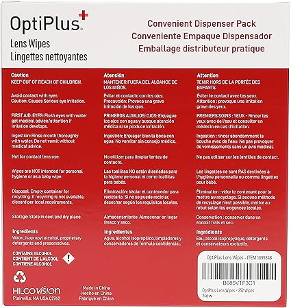 OptiPlus Eyeglass Lens Wipes l Pre-Moistened l Cleaning Wipes for Glasses, Computer  Laptops Screens, Smart Phones, Optical Lens, Goggles, and Watch Screen l Quick-Dry  Scratch-Free  252 Count