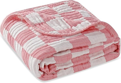 Ultra Soft Muslin Baby Blanket, Made of Viscose from Bamboo and Muslin from Cotton, A Versatile Swaddle and Bed Blanket for Babies, Toddlers, Boys, and Girls (1 Pack).