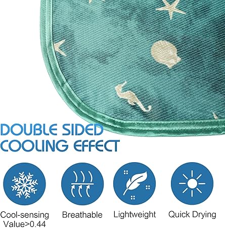 Ailemei Direct Cooling Blanket with Double Sided Cold Effect, Lightweight Breathable Summer Coastal Theme Bed Blankets, Transfer Heat to Keep Body Cool for Hot Sleepers and Night Sweats, 60x90