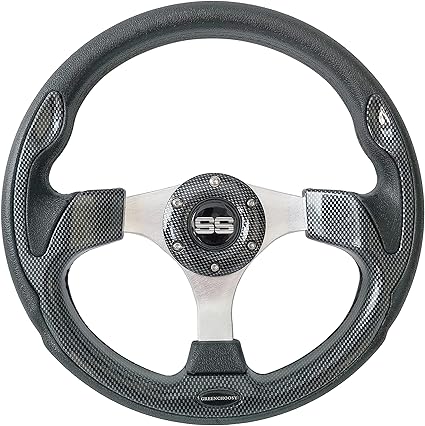 Golf Cart Steering Wheel Universal 12.5" for Club Car DS Precedent EZGO and Yamaha Black+gray2