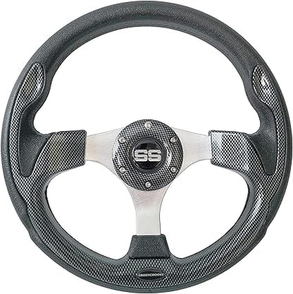 Golf Cart Steering Wheel Universal 12.5" for Club Car DS Precedent EZGO and Yamaha Black+gray2