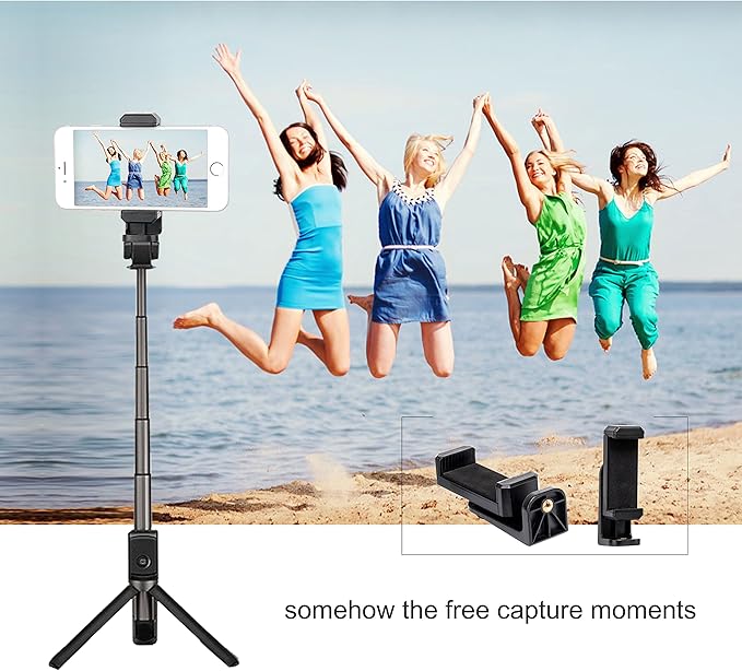 BONFOTO Universal Cell Phone Tripod Mount Adapter,Rotates Vertical and Horizontal, Adjustable with Padded Clip Fits for All Smartphones Compatible with All tripods