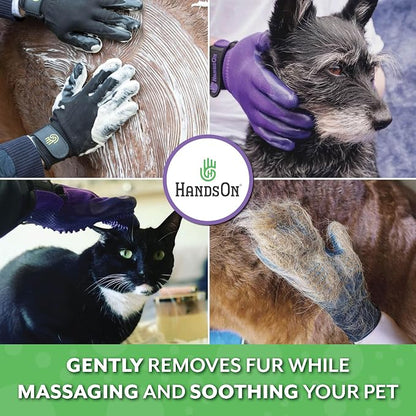 Pet Grooming Gloves - Patented #1 Ranked, Award Winning Shedding, Bathing, & Hair Remover Gloves - Gentle Brush for Cats, Dogs, and Horses (Grey, M)