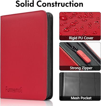 360 Pockets Trading Card Binder Album,Compatible with Card Binder Holder Sleeves,Trading Card Collector Album Fit for Football Sports Cards,Standard Size Cards Protector Pockets Folder(Red)