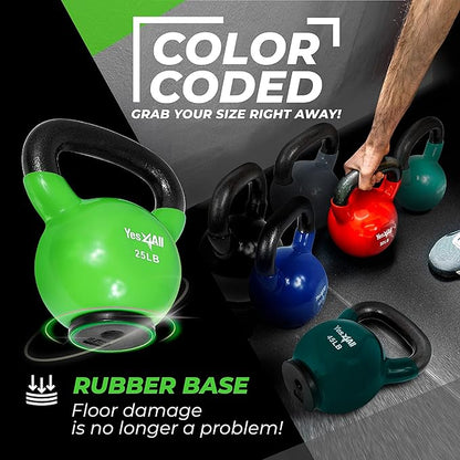 Yes4All Kettlebells Rubber Base, Kettlebell Set for Women, Strength Training Kettlebells Weights (25lb)