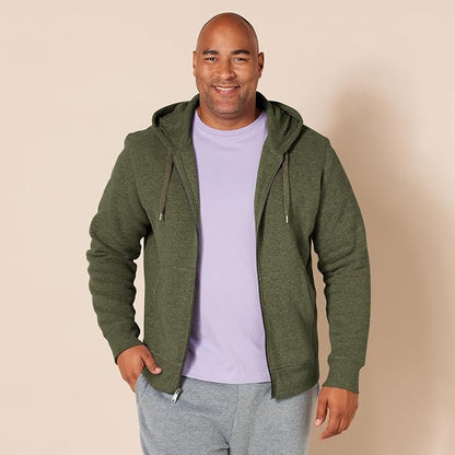 Essentials Men's Full-Zip Fleece Hoodie Sweatshirt (Available in Big & Tall)