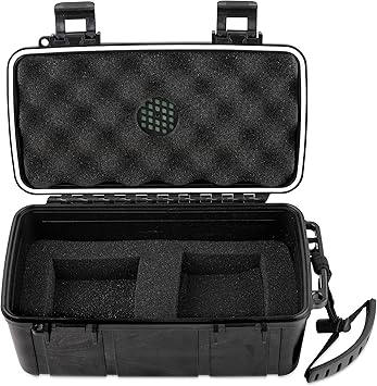 Smell Proof Tobacco Storage Box - ABS Plastic Odor Resistant Container with Easy Grip Handle Portable Case Padded Lock 3 Digit Combination Black