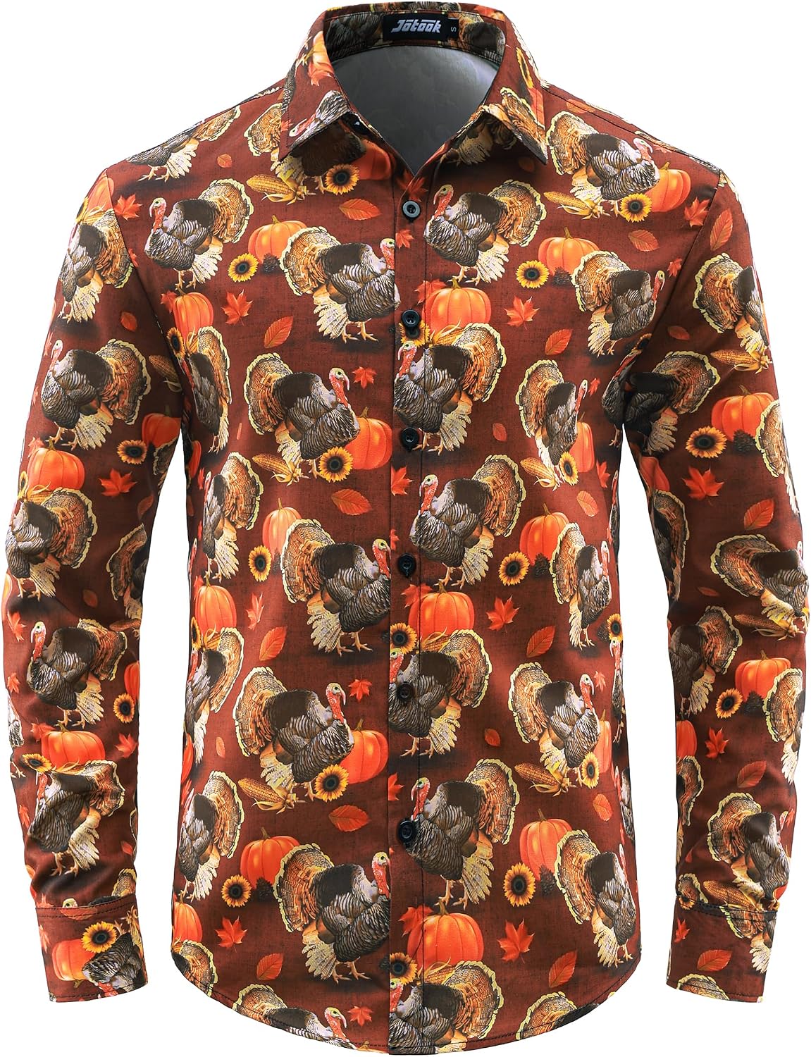 JOTOOK Mens Christmas Shirts Funny Turkey Thanksgiving Shirts Santa Claus Long Sleeve Button Down Shirt