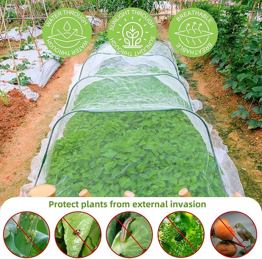 8x24 Ft Garden Netting, Pest Barrier Bird Ultra Fine Mesh Netting with 16 Clips for Garden Raised Beds Garden Plants Net Protection Vegetable Fruit Flowers Outdoor Greenhouse Row Cover