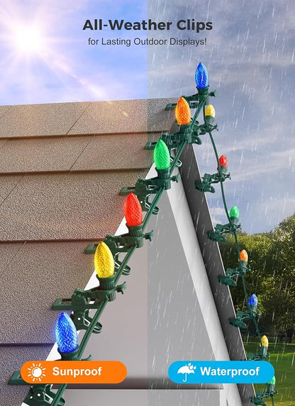 Christmas Light Clips, 25 Count Quick Spring Clips for C7 C9 String Lights