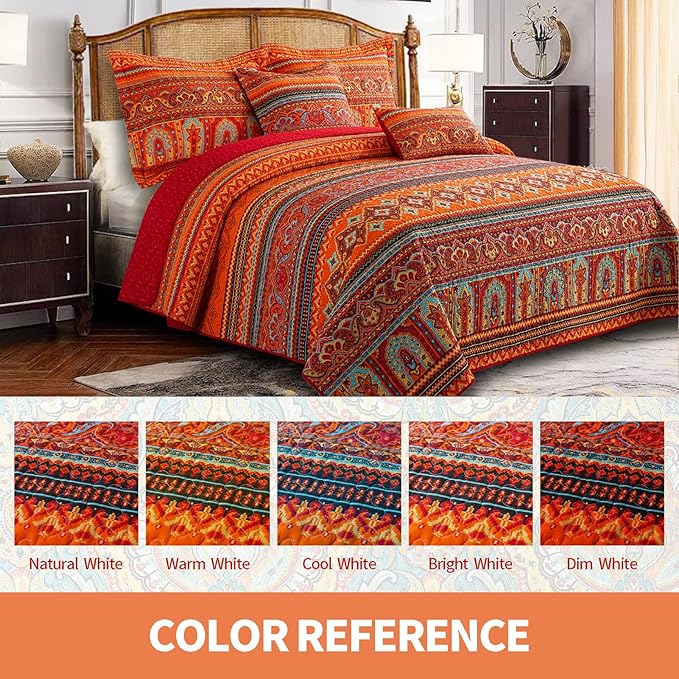 TWINRUN Cotton King Quilt Bedding Set, Reversible Lightweight King Bedspread, Farmhouse King Size Quilt Bedding Sets King Quilt Suitable for All Season (3 Piece)