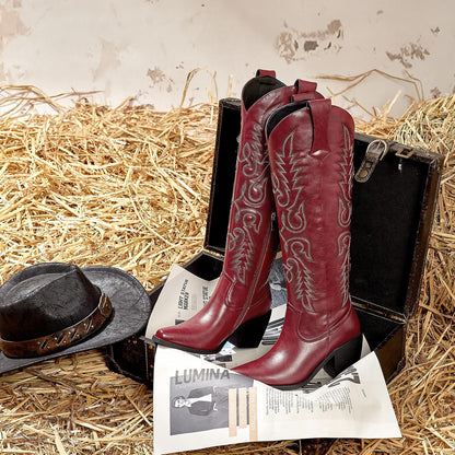 Wetkiss Women's Pointed Toe Cowboy Boots