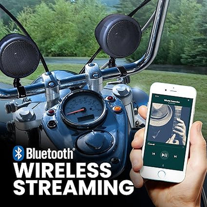 BOSS Audio Systems MCBK425BA 3 Inch Motorcycle Speakers  Built-in Bluetooth Amplifier, Weatherproof, Volume Control, ATV UTV Compatible