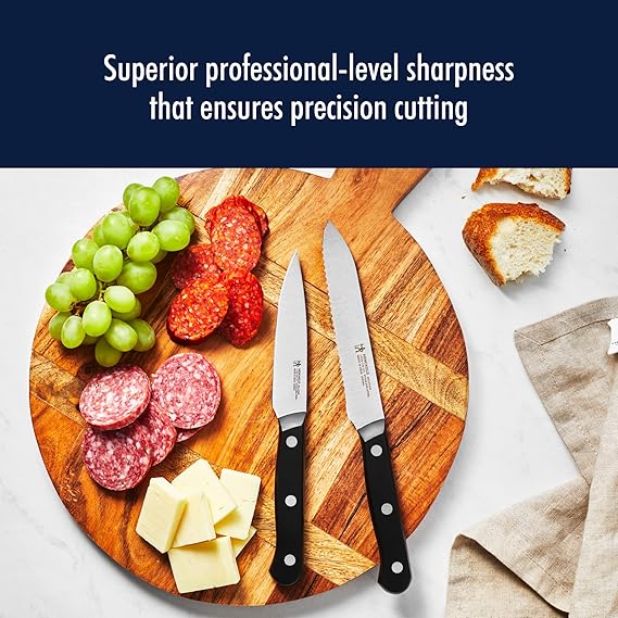 HENCKELS Solution Razor-Sharp 4-inch Compact Chef Knife, German Engineered Informed by 100 Years of Mastery, BlackStainless Steel