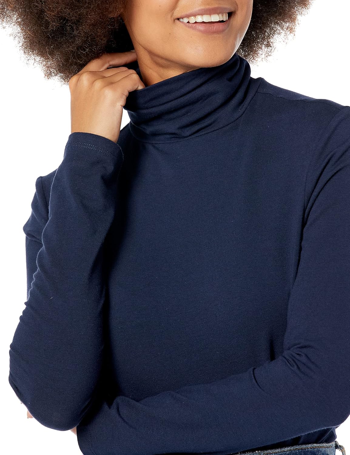 Essentials Women's Long-Sleeve Turtleneck Stretch Fleece (Available in Plus Size)