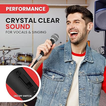 Pyle Professional Dynamic Vocal Microphone - Moving Coil Dynamic Cardioid Unidirectional Handheld Microphone with ONOFF Switch Includes 15ft XLR Audio Cable to 14'' Audio Connection - PDMIC59