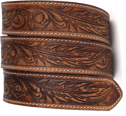F&L CLASSIC Western Belt without buckle for men – Full Grain Leather Cowboy Belts for jeans - One Piece Leather strap belt