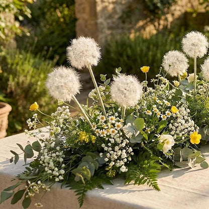 TOPIA Artificial Dandelion Flowers Lovely Faux Dandelion Flowers for Home Decoration (4 Pcs) (White) (22" long)