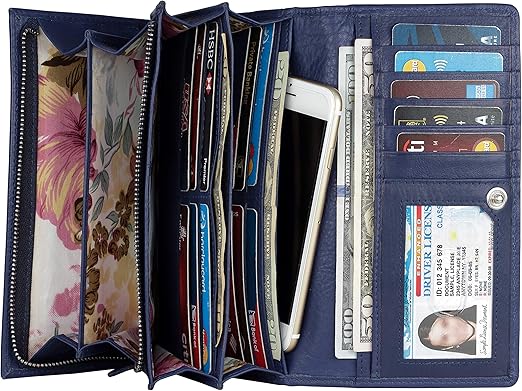 Mou Meraki Women RFID Blocking Genuine Leather Bifold Wallet-Clutch For Women-Shield Against Identity Theft