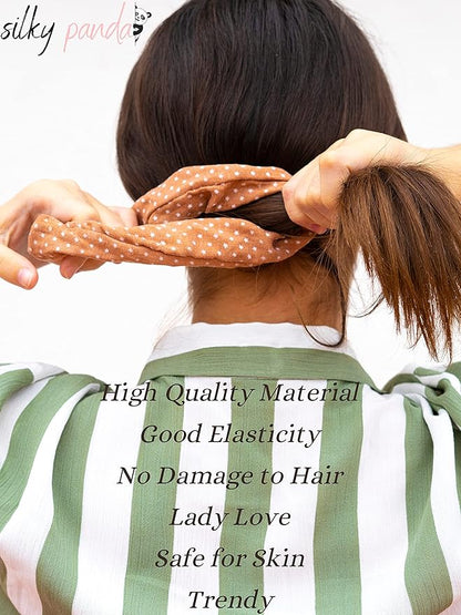 Luxury Silk Scrunchies for Women and Girls, Hair Ties, Hair Band, Ponytail Holder, Set of 4, Combo-14