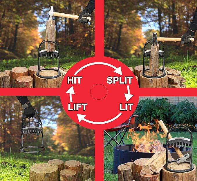 Wood Splitter Kindling er Manual Kindling Splitter Portable Log Splitter, Wedge Made from CAST Steel, No Axe, Black
