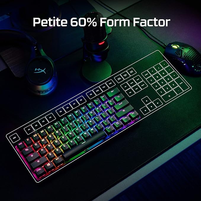 HyperX Alloy Origins 60 - Mechanical Gaming Keyboard, Ultra Compact 60 Form Factor, Double Shot PBT Keycaps, RGB LED Backlit, NGENUITY Software Compatible - Linear Red Switch (Renewed)