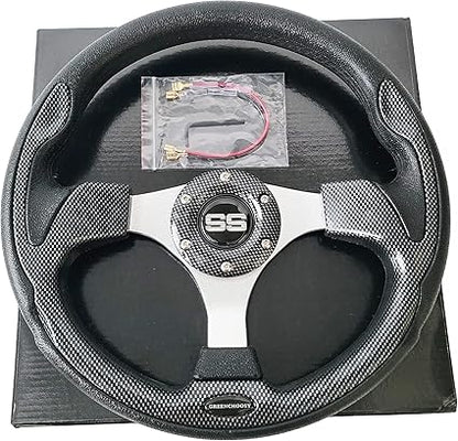 Golf Cart Steering Wheel Universal 12.5" for Club Car DS Precedent EZGO and Yamaha Black+gray2
