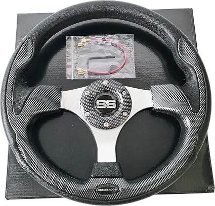 Golf Cart Steering Wheel Universal 12.5" for Club Car DS Precedent EZGO and Yamaha Black+gray2