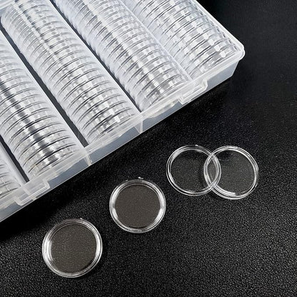 100Pack 25mm Coin Storage Capsules Holder, Round High Transparency Plastic Coin Container Case For Coin Collection Supplies