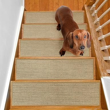 Non Slip Stair Treads for Wooden Steps Indoor, Carpet Stairs Runner 15 Pack 9" x 36" Stair Tread Rugs for Wood Stairs, Machine Washable Step Runners, Stair Pads for Pet, Beige