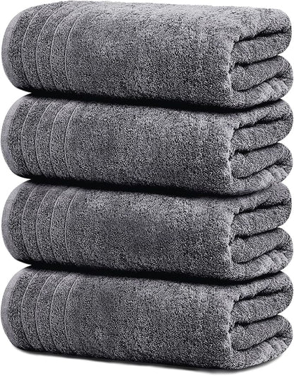 Tens Towels Pack of 4 Extra Large Bath Towels 30 x 60 Inches, 100 Cotton, Larger  Lighter Weight, Quicker to Dry, Super Soft and Absorbent, Perfect for Bathroom, Dark Grey